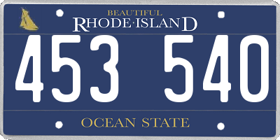 RI license plate 453540