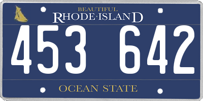 RI license plate 453642