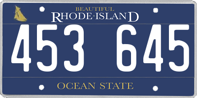 RI license plate 453645