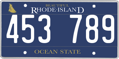RI license plate 453789
