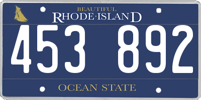 RI license plate 453892