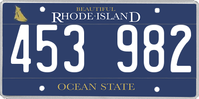RI license plate 453982