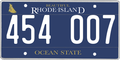 RI license plate 454007