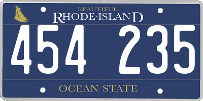 RI license plate 454235