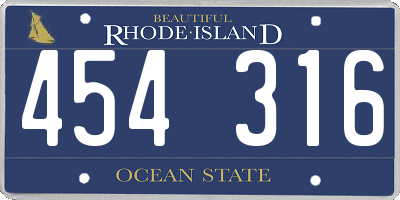 RI license plate 454316