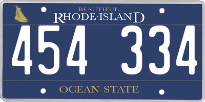 RI license plate 454334