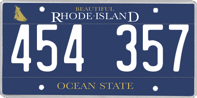 RI license plate 454357