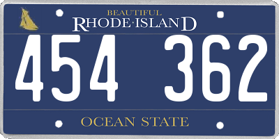 RI license plate 454362