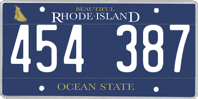 RI license plate 454387