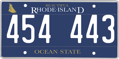RI license plate 454443