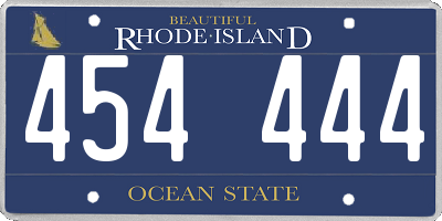 RI license plate 454444