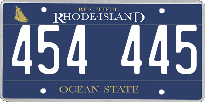 RI license plate 454445