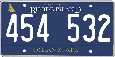 RI license plate 454532