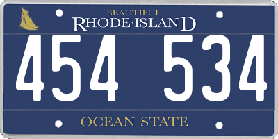 RI license plate 454534