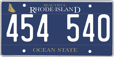 RI license plate 454540