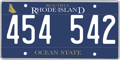 RI license plate 454542