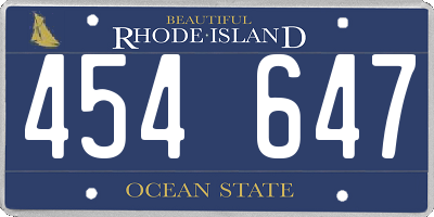 RI license plate 454647