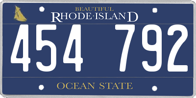 RI license plate 454792