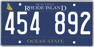 RI license plate 454892