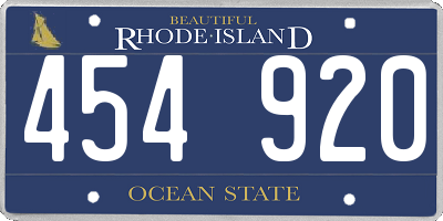 RI license plate 454920