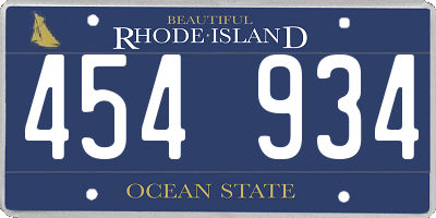 RI license plate 454934