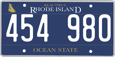 RI license plate 454980