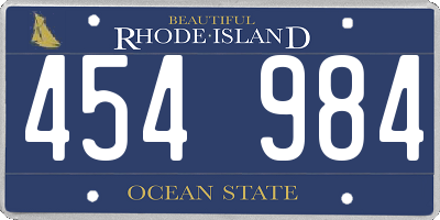 RI license plate 454984