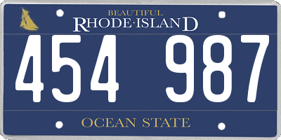 RI license plate 454987