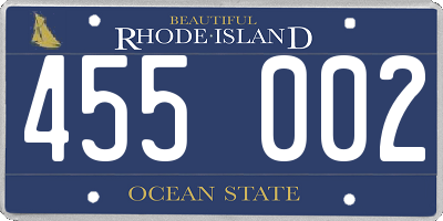 RI license plate 455002