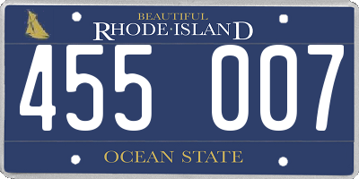 RI license plate 455007