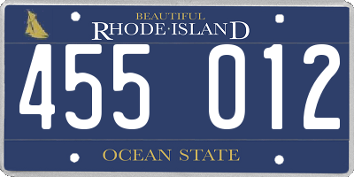 RI license plate 455012