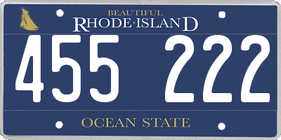 RI license plate 455222