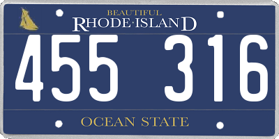 RI license plate 455316