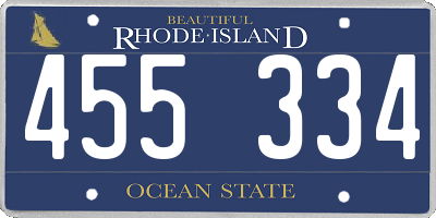 RI license plate 455334