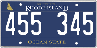 RI license plate 455345