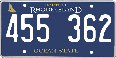 RI license plate 455362