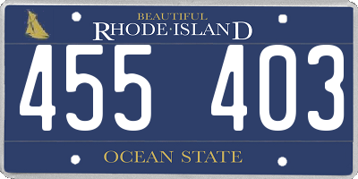 RI license plate 455403