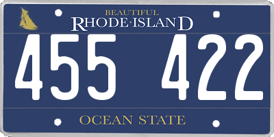 RI license plate 455422
