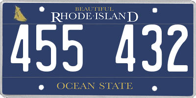RI license plate 455432
