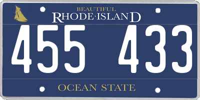 RI license plate 455433