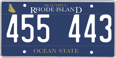 RI license plate 455443