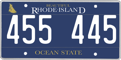 RI license plate 455445