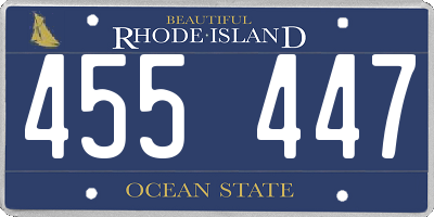 RI license plate 455447
