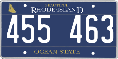 RI license plate 455463