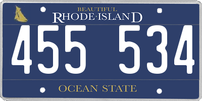 RI license plate 455534