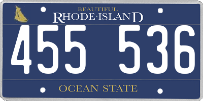 RI license plate 455536
