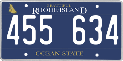 RI license plate 455634