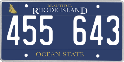 RI license plate 455643