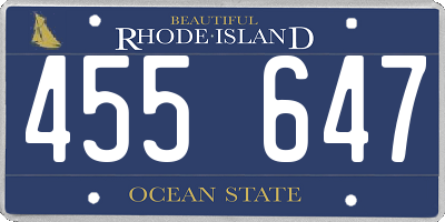 RI license plate 455647