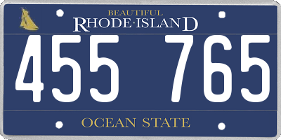 RI license plate 455765
